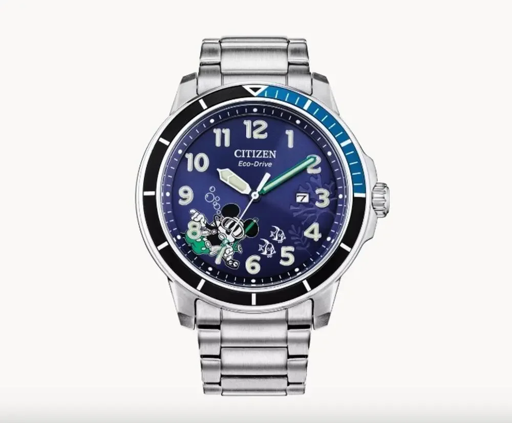 Citizen AW1529-81W Disney Mickey Mouse Eco-Drive Blue Dial Stainless Men's Watch